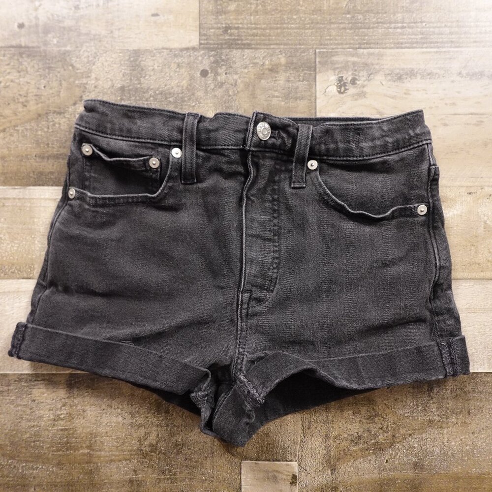Madewell High-Rise Denim‎ Shorts Women’s Size 25 Black Cuffed Jean Shorts